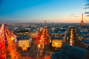 Paris with the Eiffel tower.